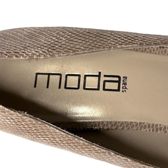 Moda Spana Snakeskin Heels Texture Gathered Fabric Top Peep Toe Rubber Size 9.5 - Picture 10 of 13